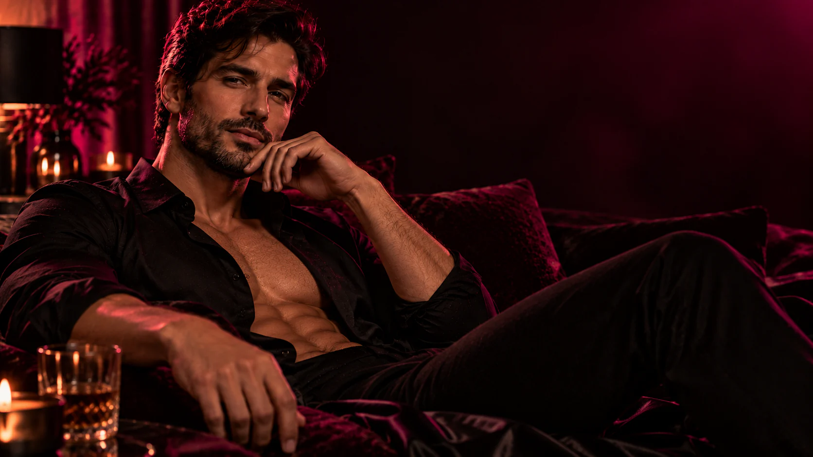 Hombre en un ambiente íntimo y elegante